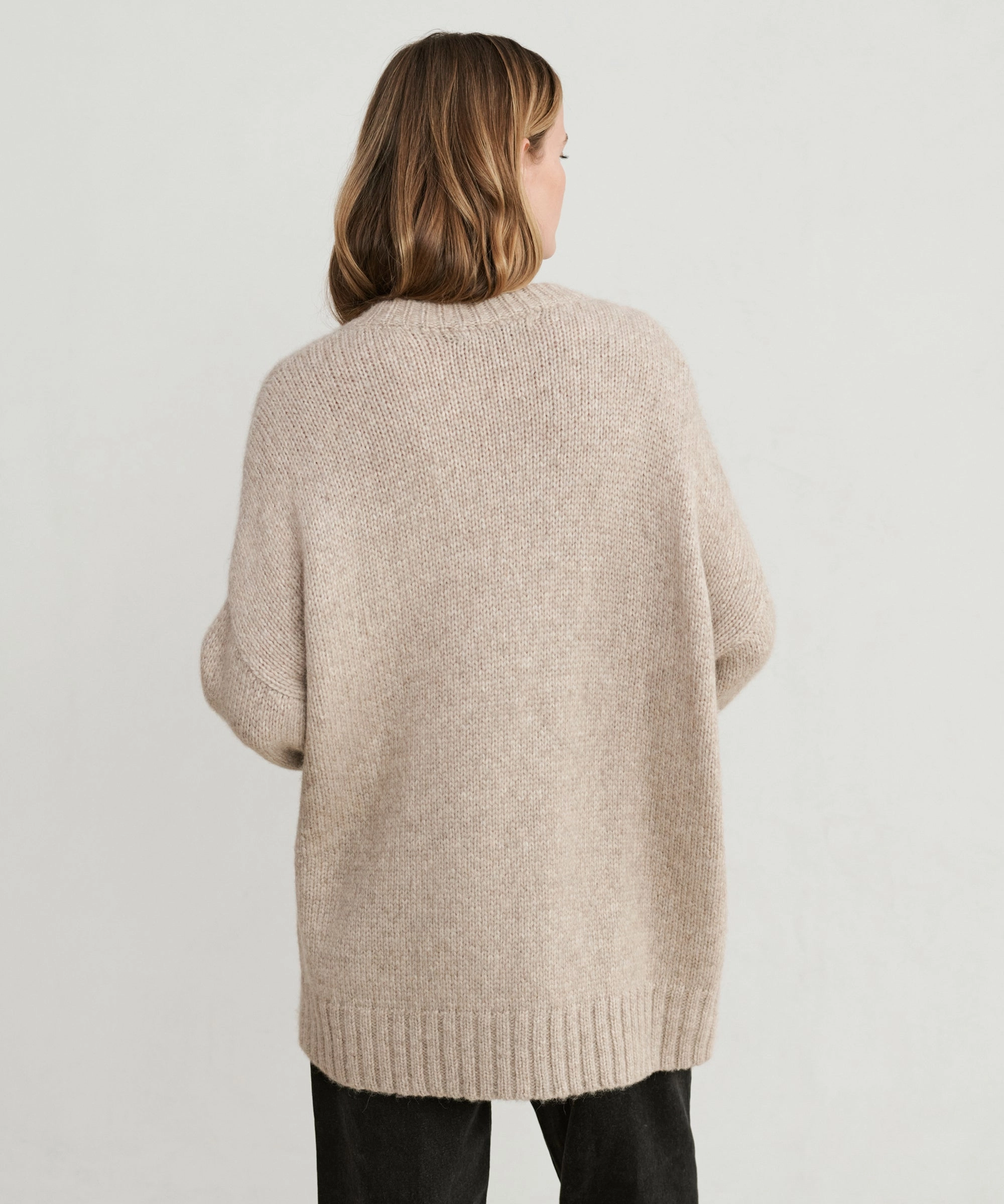 Stretch Fit Top Alpaca Cocoon Crewneck