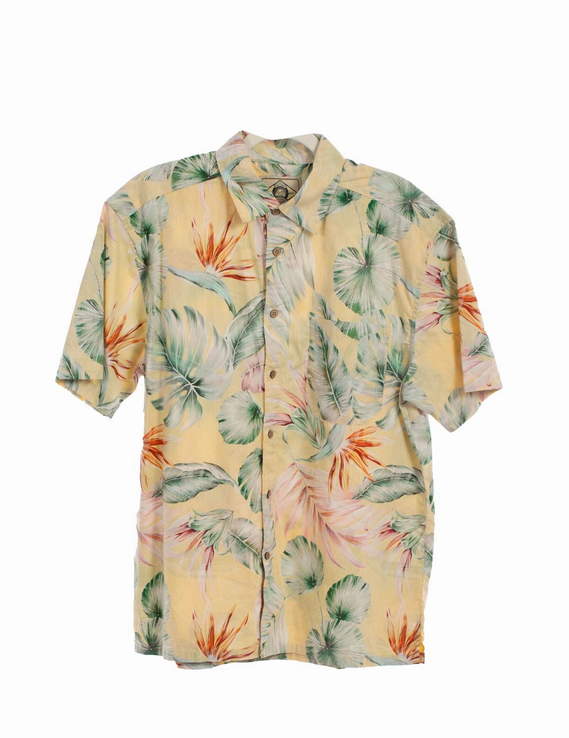 Scully Mens Vibrant Floral Yellow 100% Cotton S/S Shirt Advanced Moisture Management