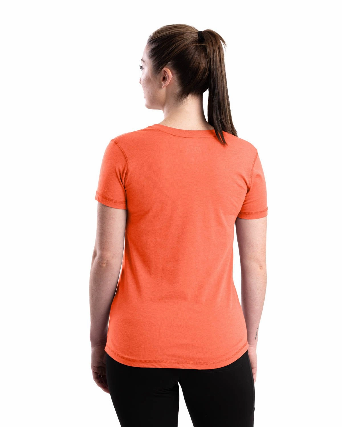 Berne Coral Cotton Blend Ladies Lightweight Performance V-Neck S/S Trendy Vibes