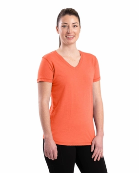 Berne Coral Cotton Blend Ladies Lightweight Performance V-Neck S/S Smooth zipper closure Affordable Fashion