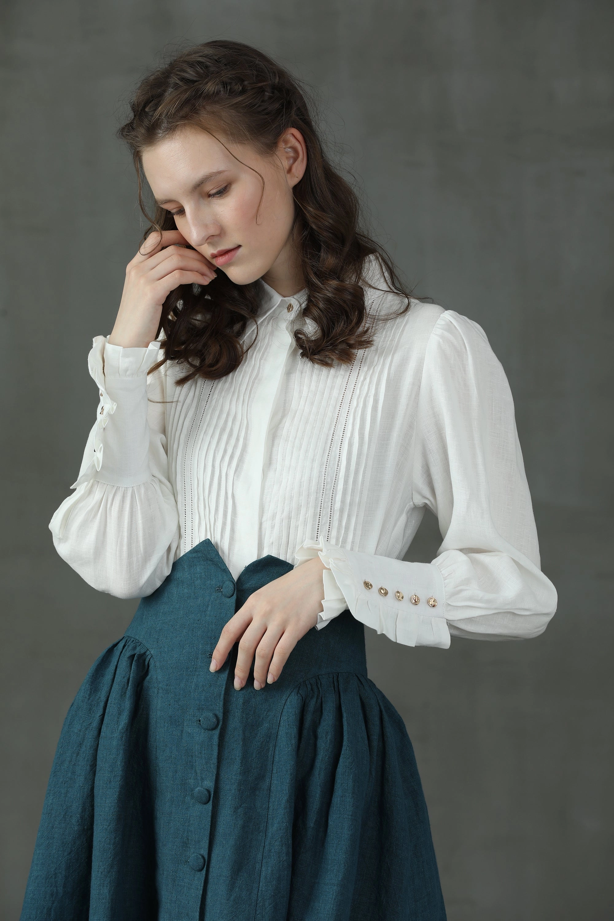 All Day Comfort Jo March 31 | Accordion Pleated Linen Shirt