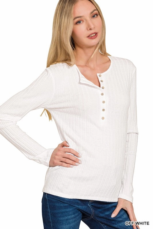 Tunic top Lilah Ribbed Long Sleeve Button Down Top