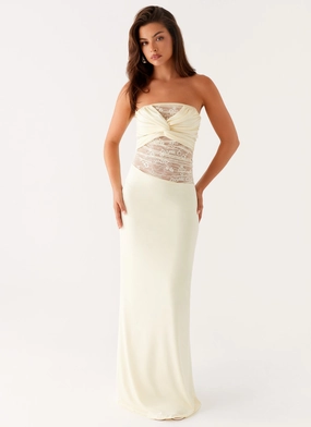 Sweet Energy Strapless Maxi Dress - Yellow Trend Glow ReinforcedHem