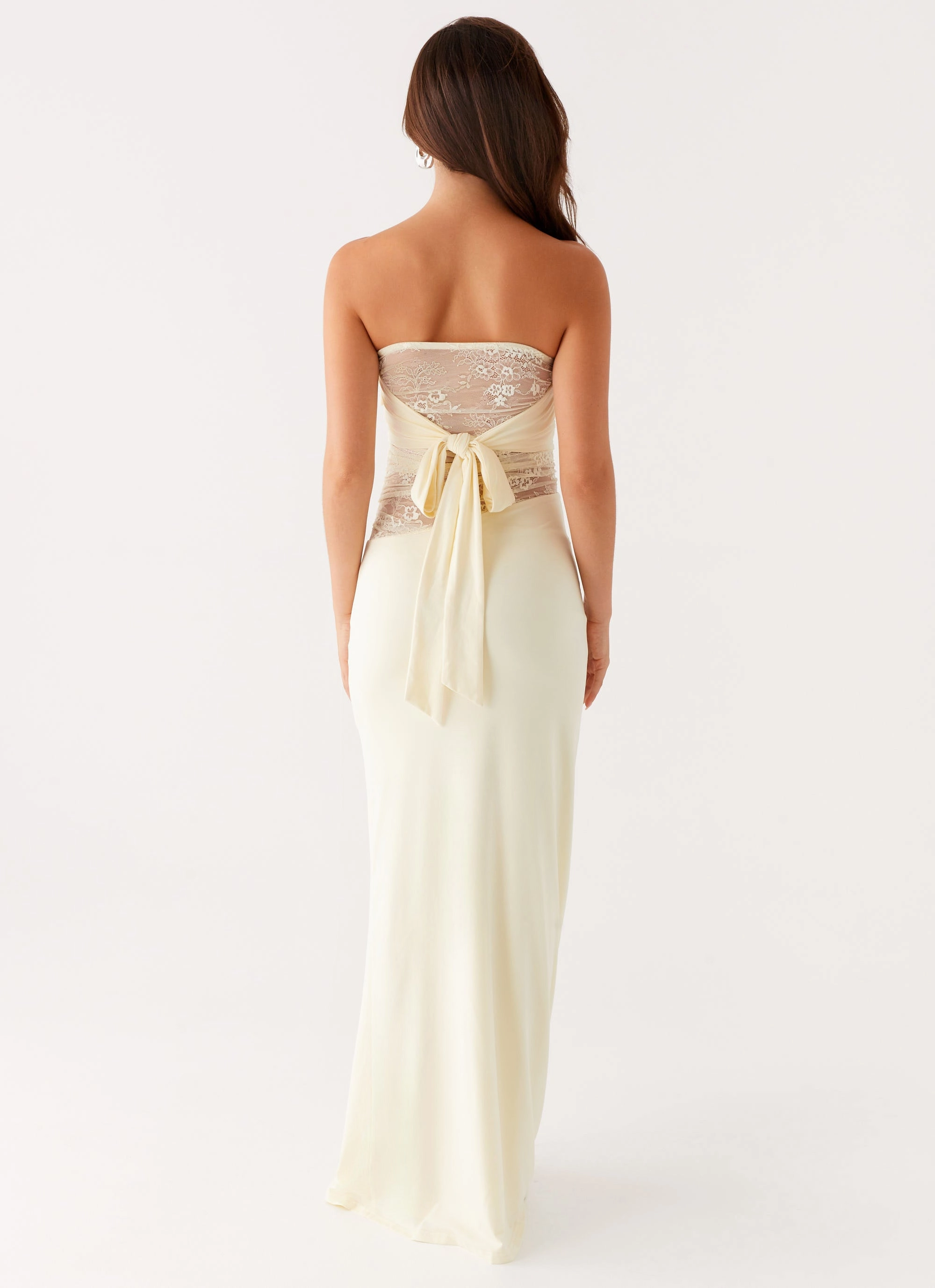 Sweet Energy Strapless Maxi Dress - Yellow Beaded-Sleeve Slim Form