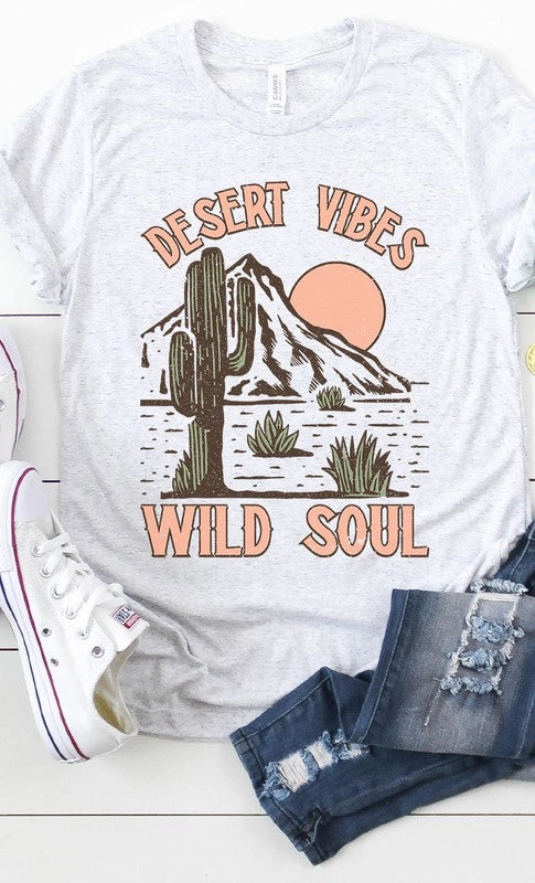 Snag Resistant Surface Non Restrictive Cut Desert Vibes Wild Soul Graphic Tee S-XL