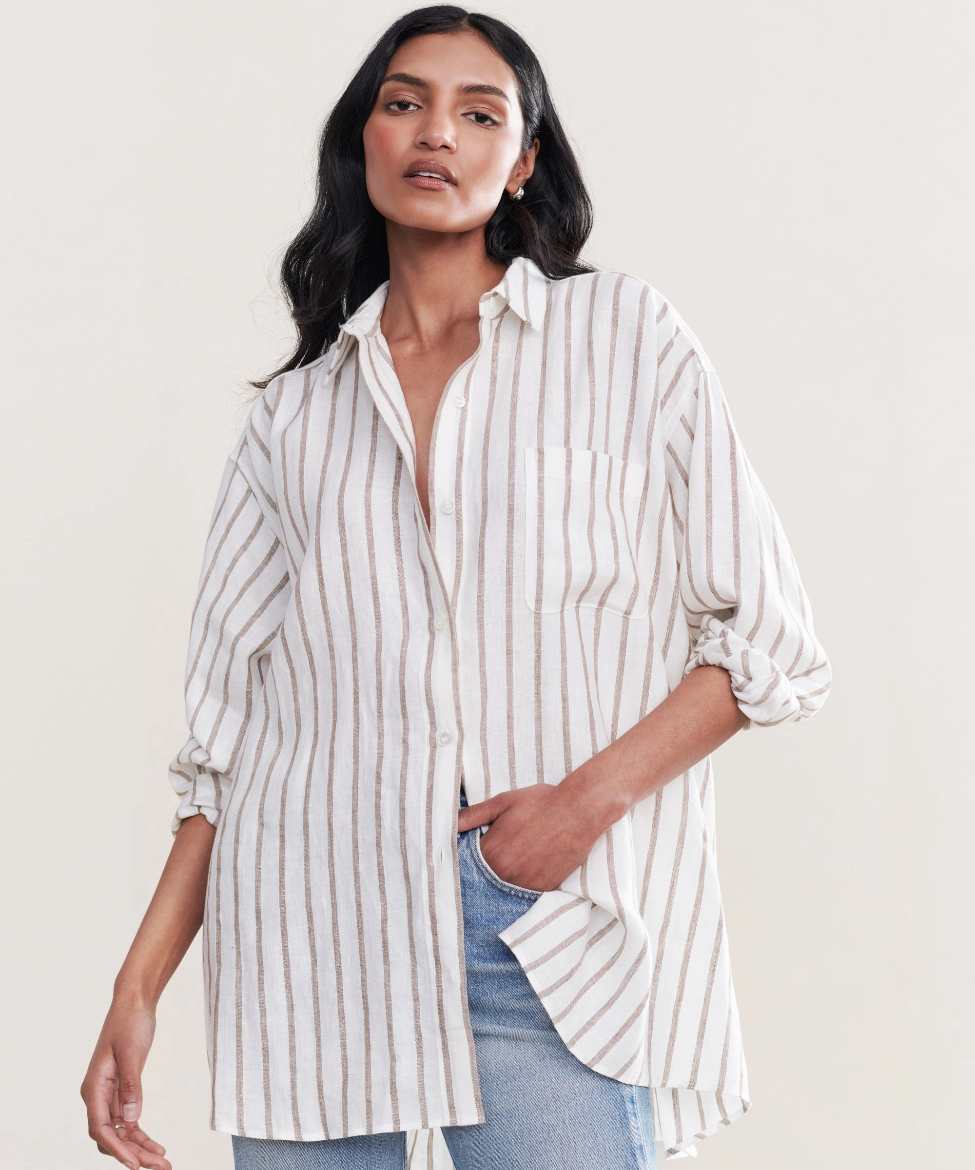 Linen Relaxed Oversized Shirt Airflow Vents