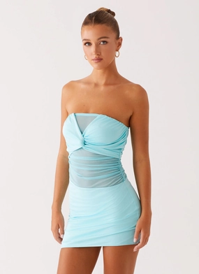 Lita Twist Mini Dress - Turquoise Perfectly Styled Air Touch