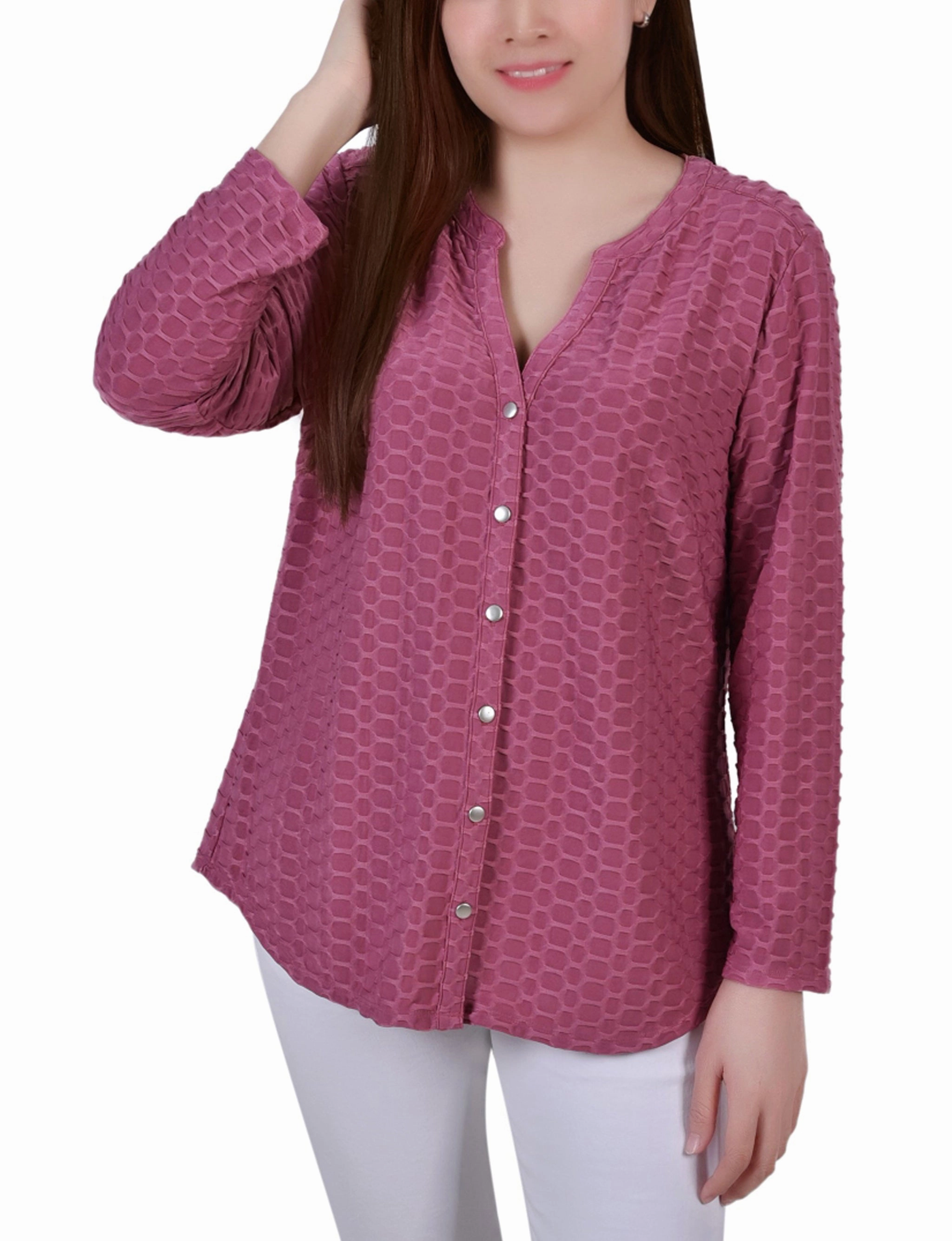 MinimalistCut Long Sleeve Honeycomb Top