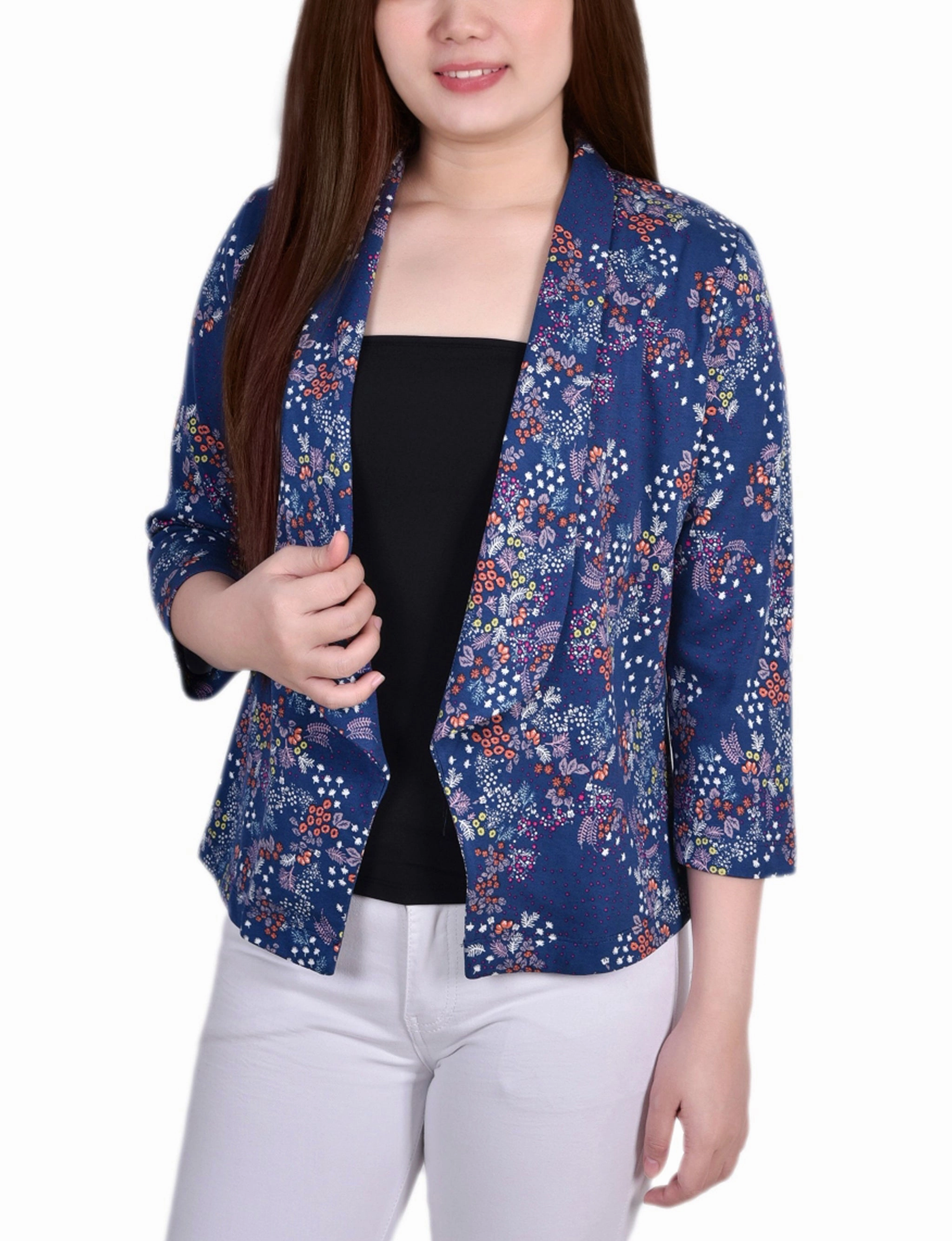 Long Sleeve Ponte Jacket Casual Button-Down