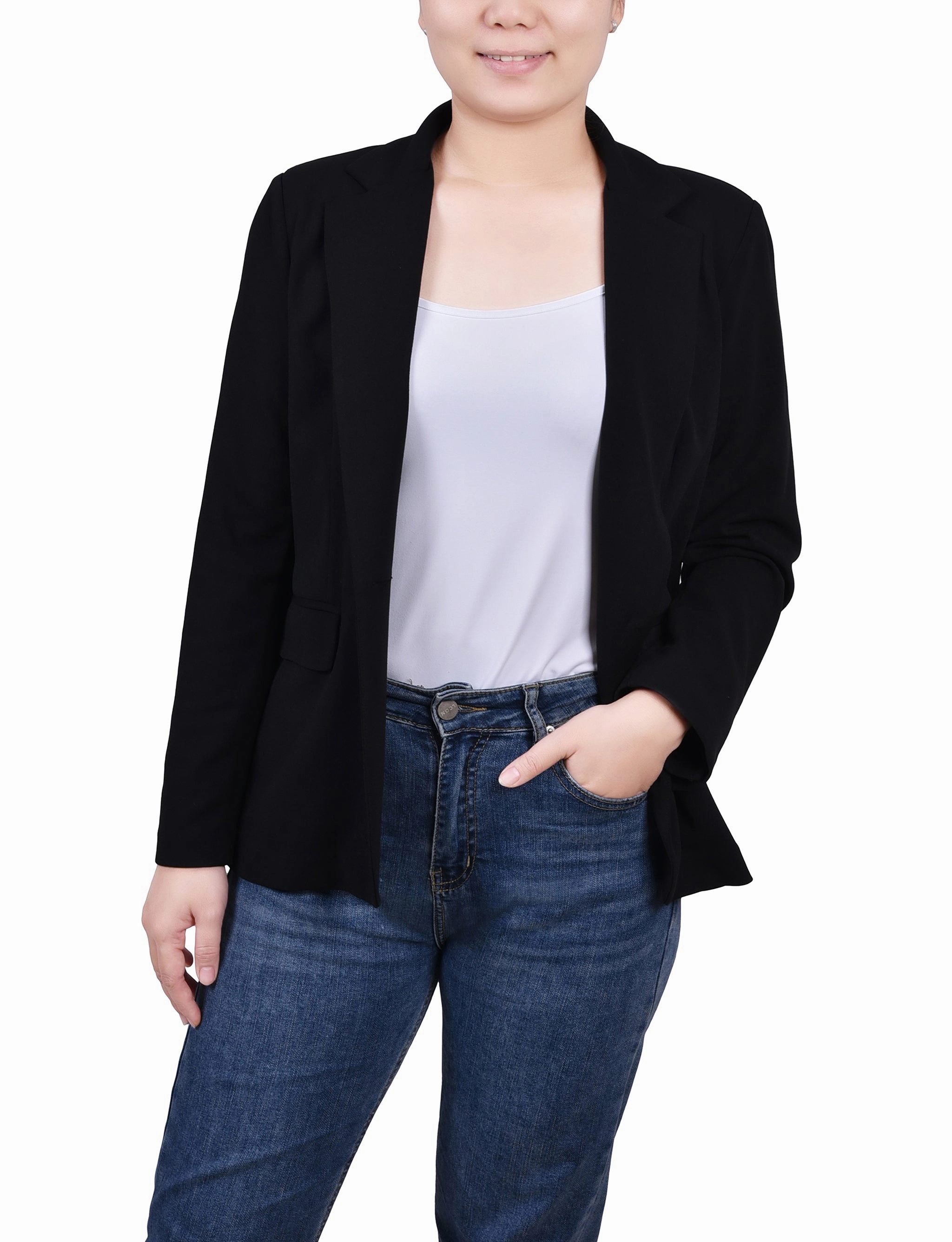 LowProfileSeams FlatlockStitching Long Sleeve Scuba Crepe Jacket