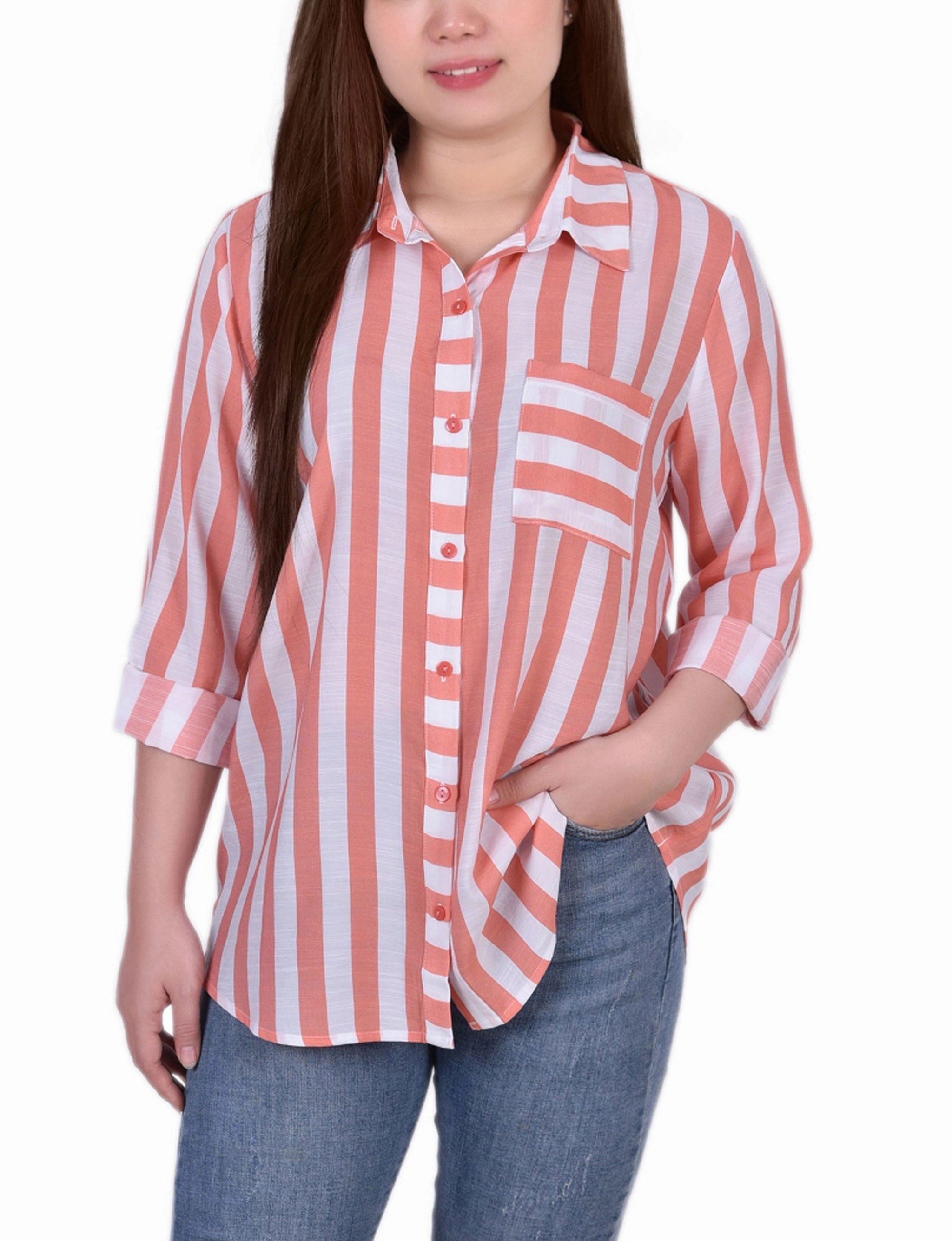 Cozy Layer Long Sleeve Striped Blouse