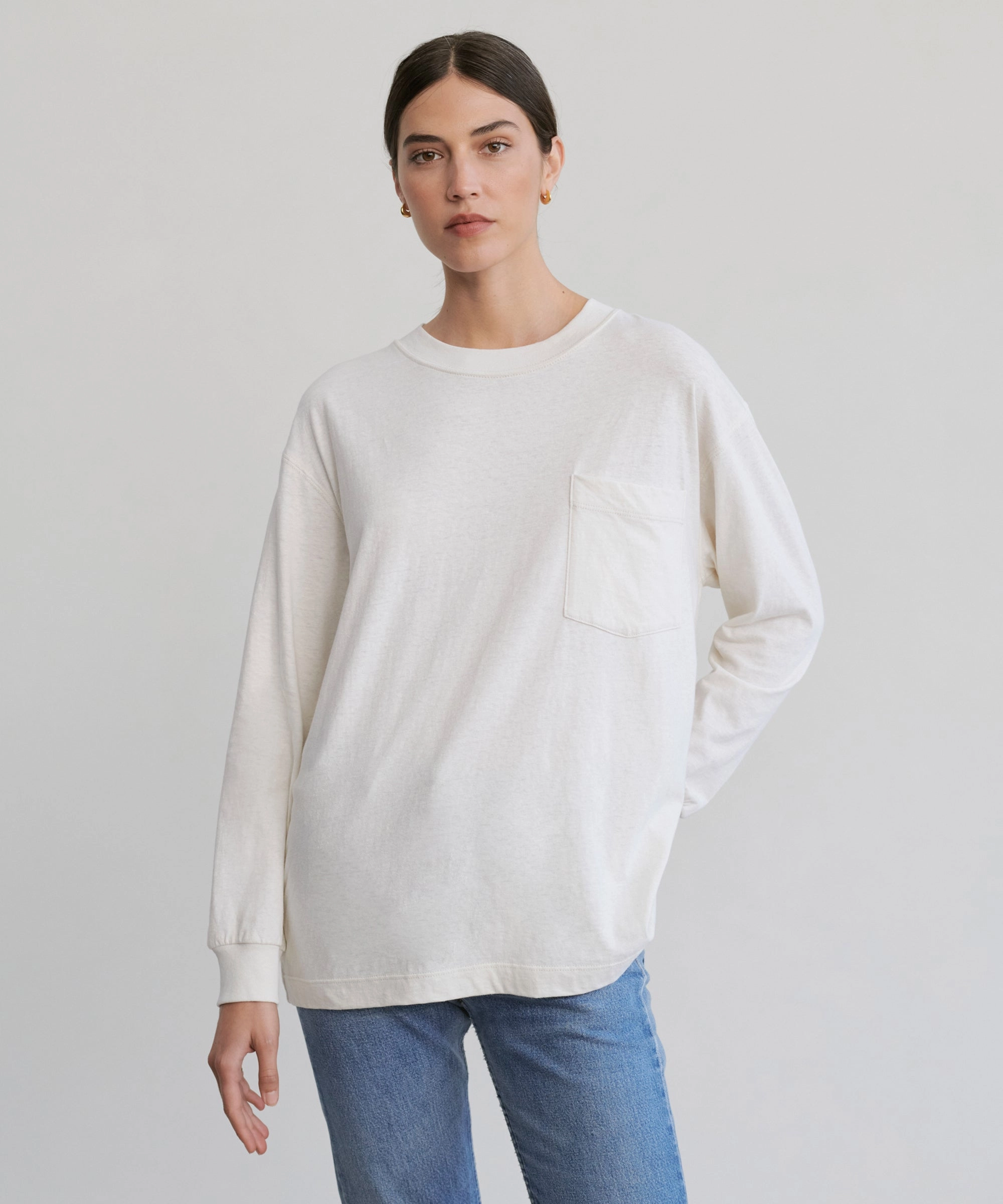 SoftTouchFinish Long-Sleeve Vintage Pocket Tee