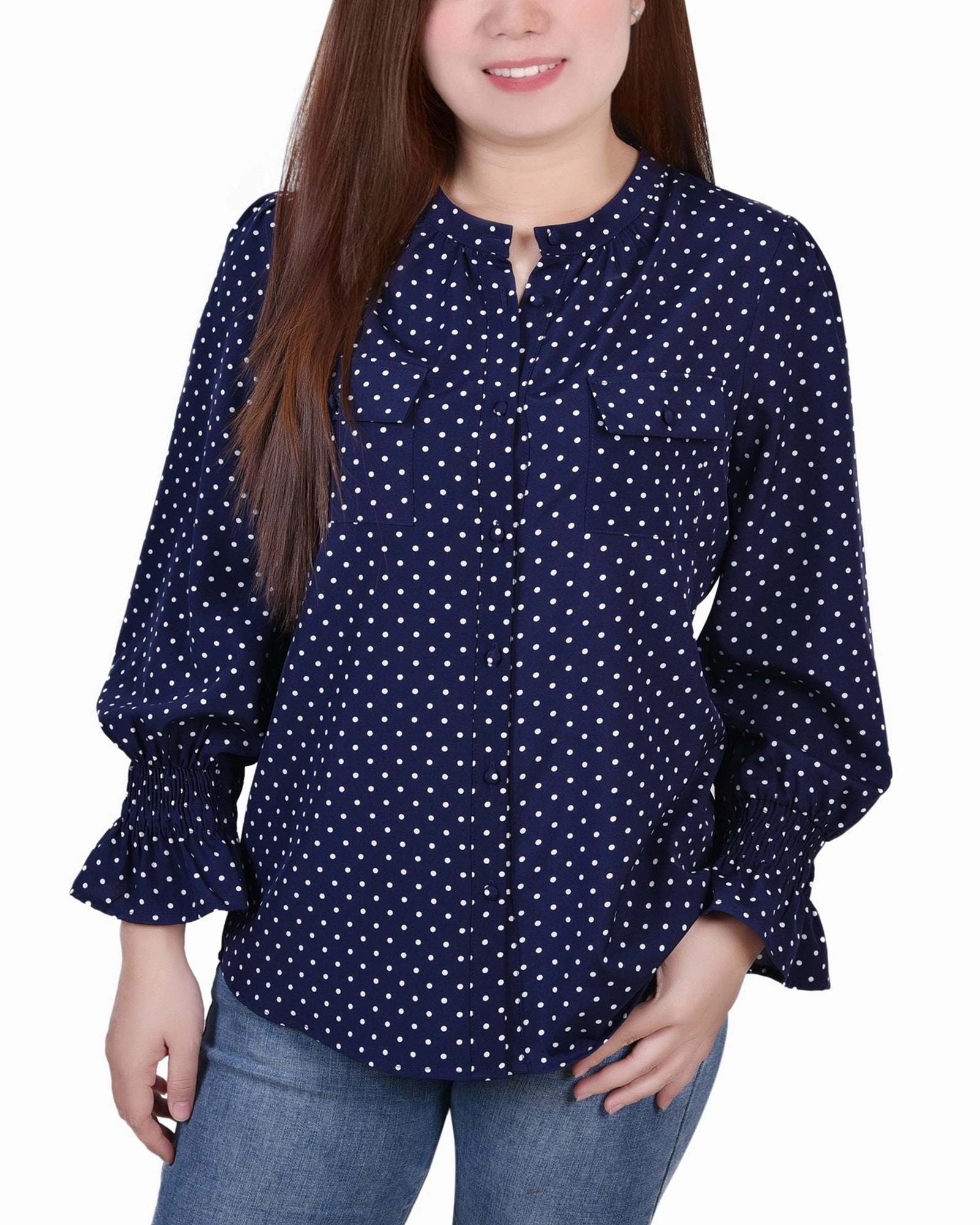 LayeredDurability NonIrritating Long Sleeve Y Neck Blouse