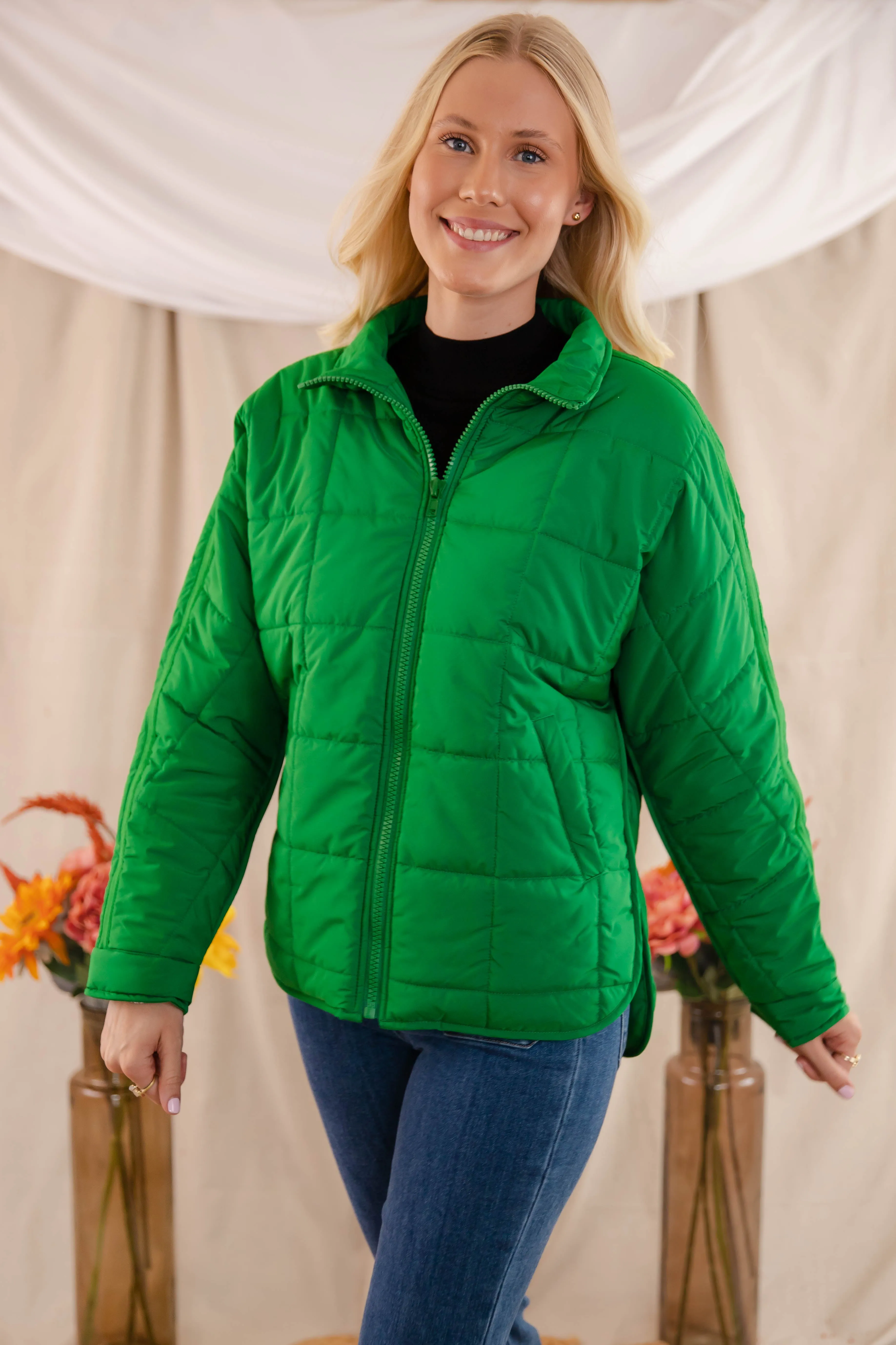 Stretch Material OEKOTEX Certified Fabric Don't Hesitate Puffer Jacket-Green