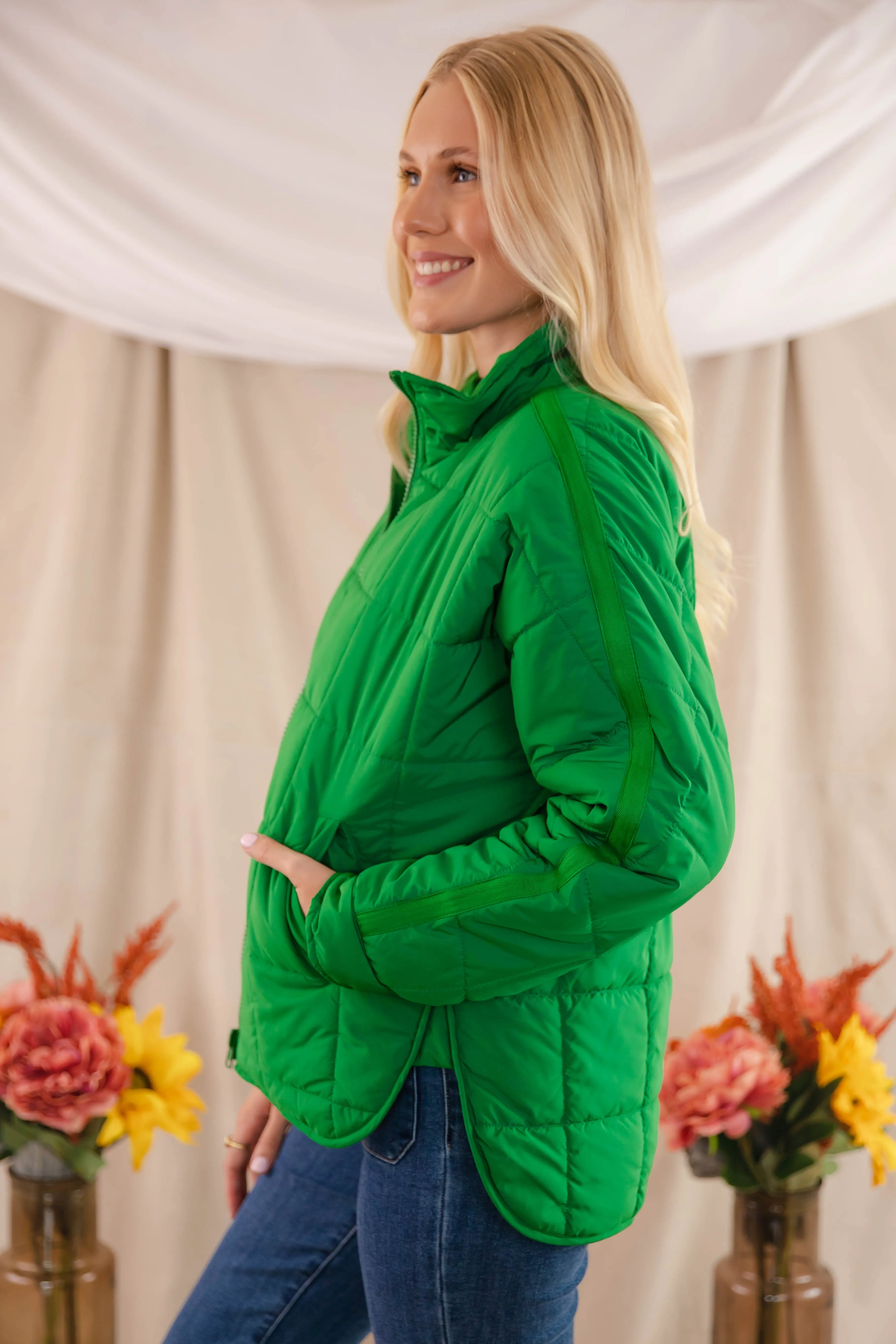 Don't Hesitate Puffer Jacket-Green LowProfile Design