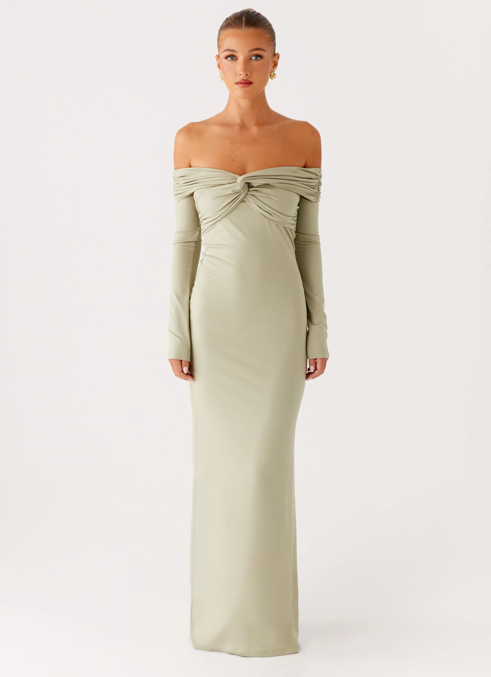 Artistic Shape Classic Fit Marla Long Sleeve Maxi Dress - Sage