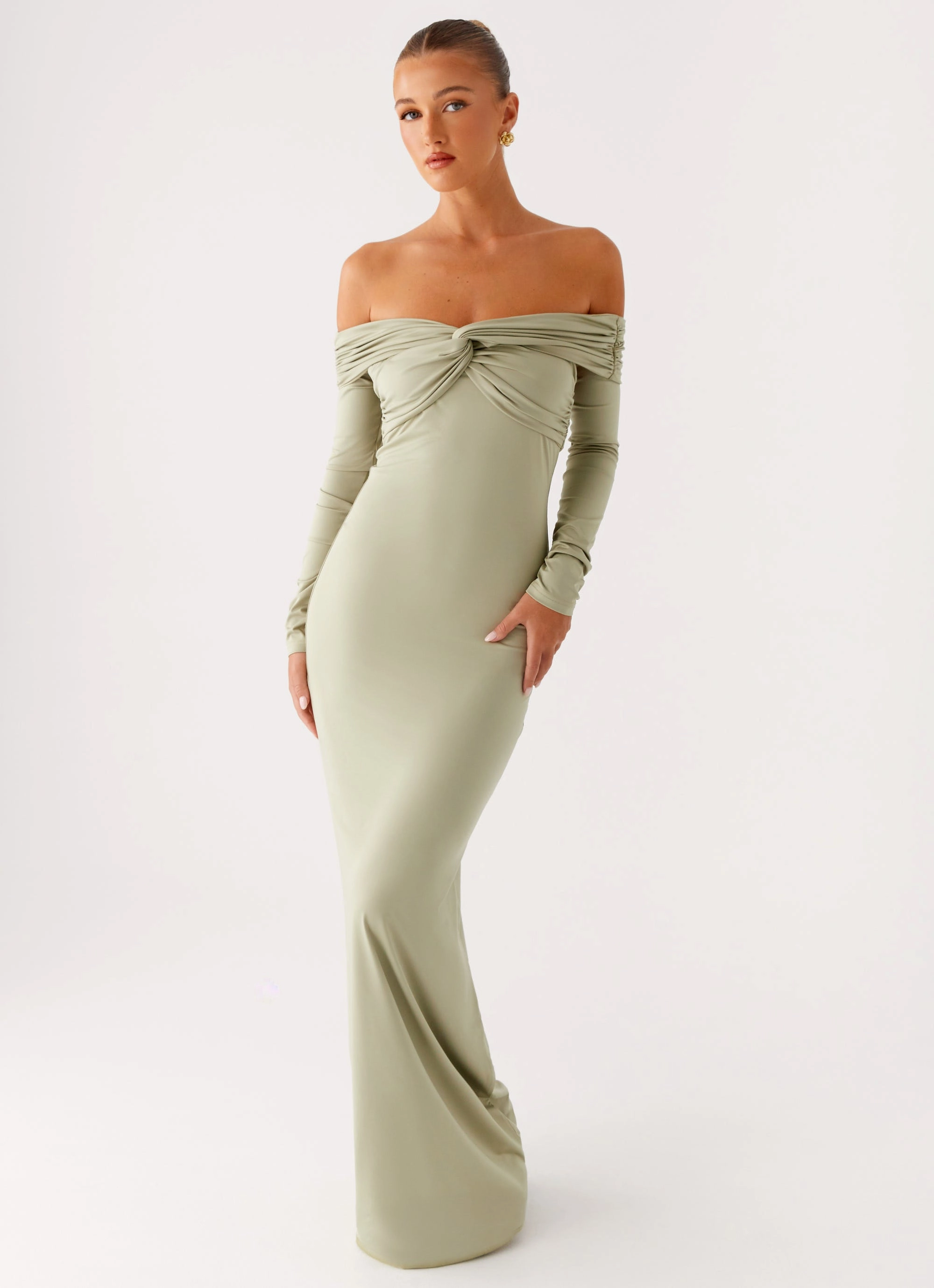 Fall Go Marla Long Sleeve Maxi Dress - Sage