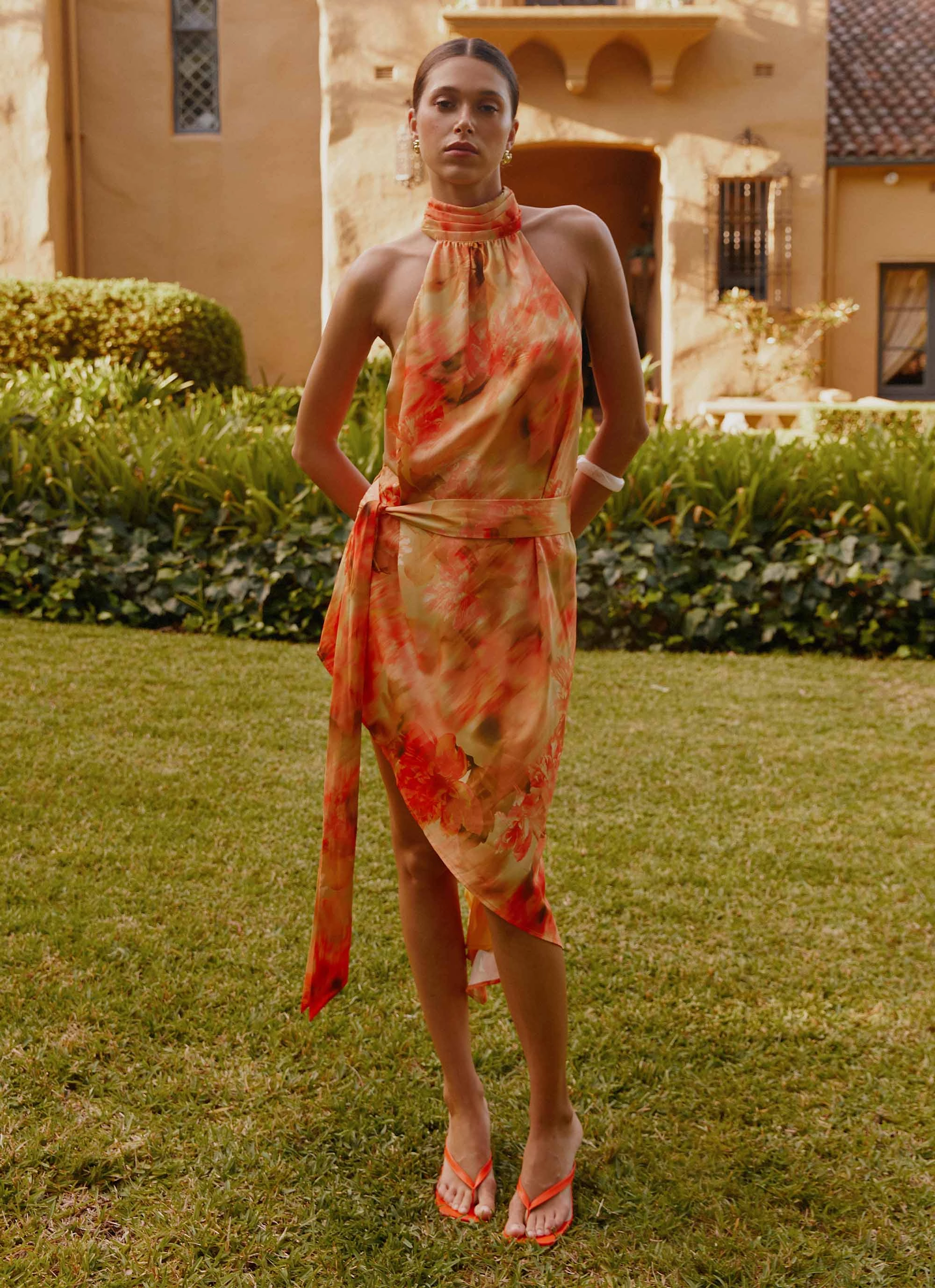 Subtle Touch Lou Midi Dress - Sunset Floral