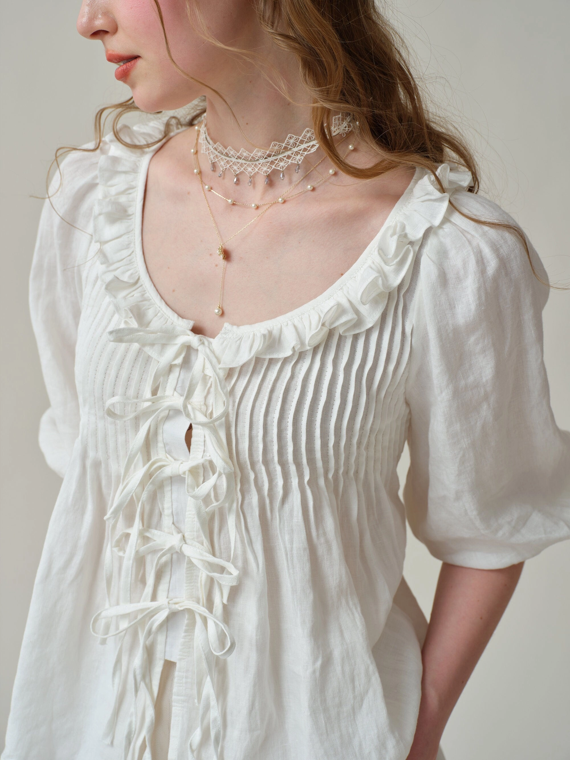 Tubular Knit Method Louise 11 | handmade victorian vintage linen blouse