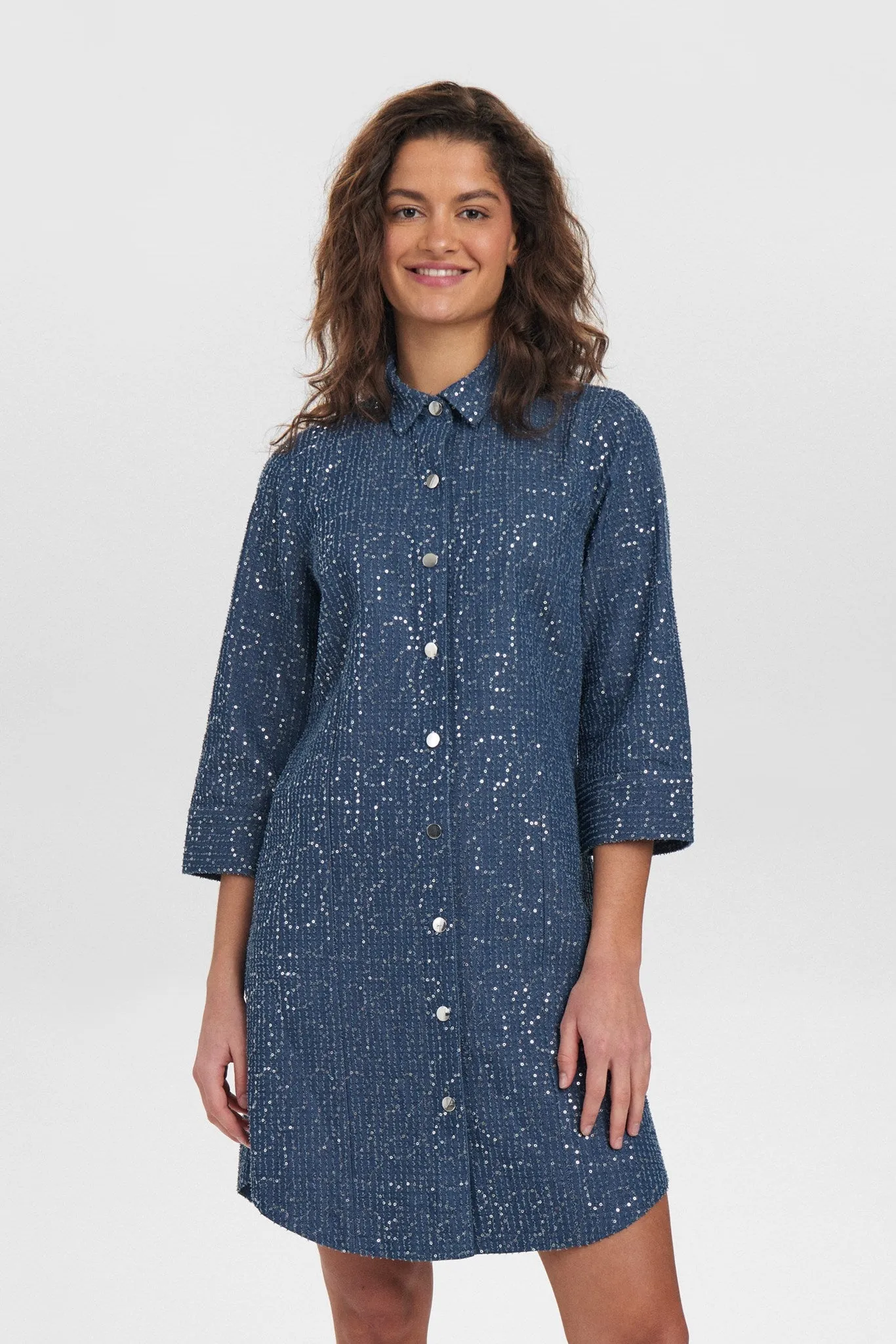 Gentle Glow NUJOURNEY DRESS - Medium Blue Denim