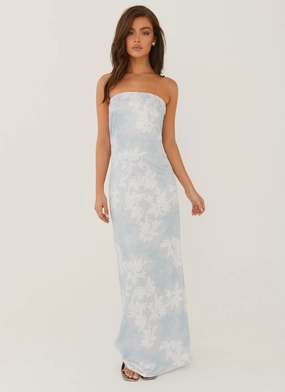 Love Me More Maxi Dress - Blue Blossom Light Weight Classic Flow