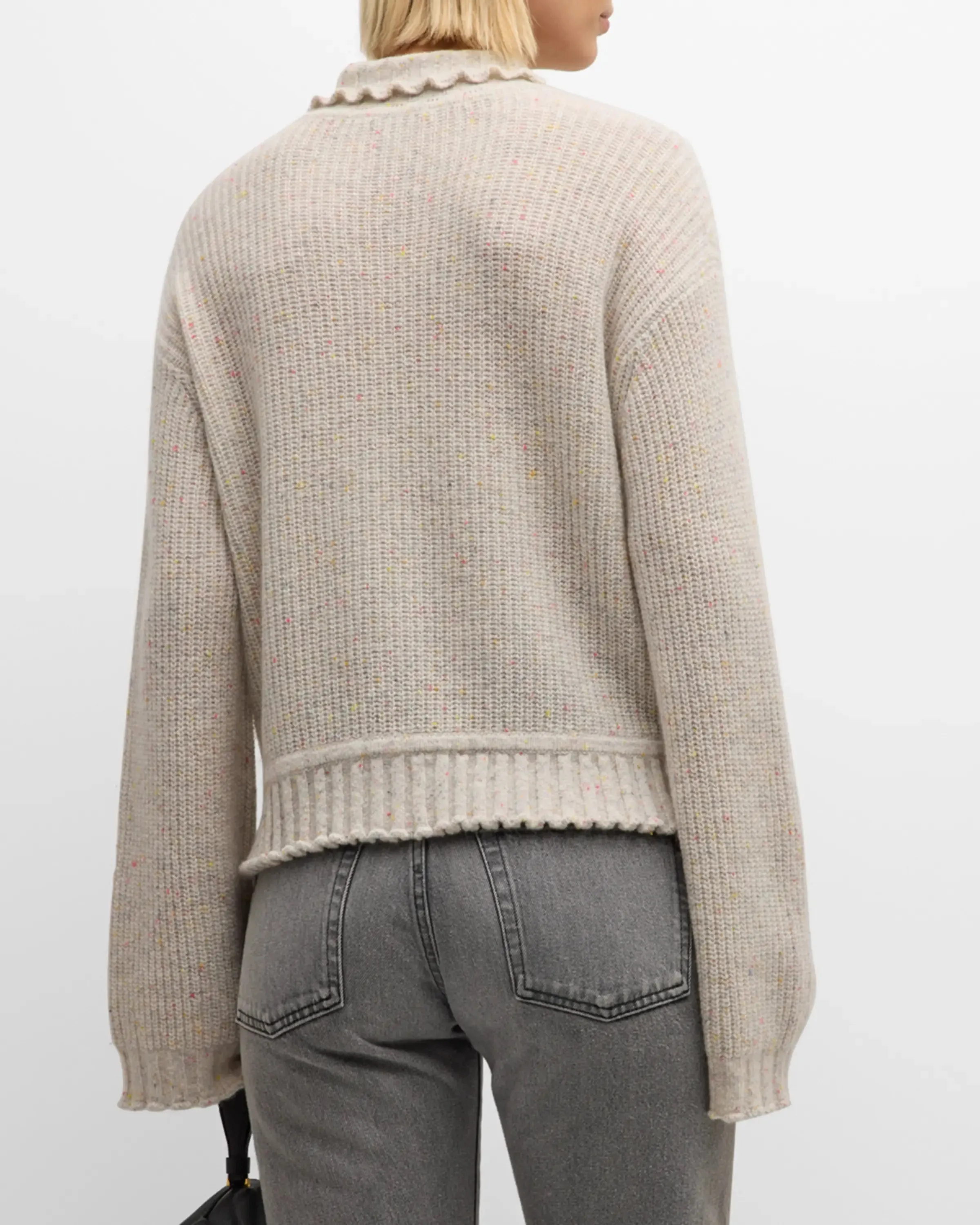 Comfortable fit OdorResistantTreatment Autumn Cashmere Shaker Mock w/ Ruffled Detail