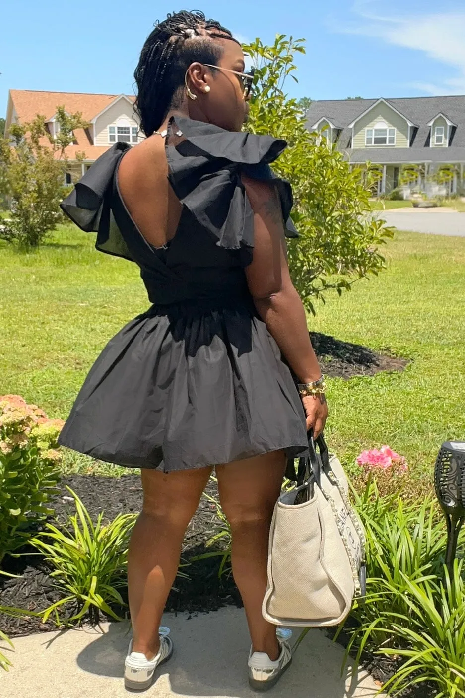 Hilary Crop Wrap Blouse and Mini Skirt Set Twill Weave Texture