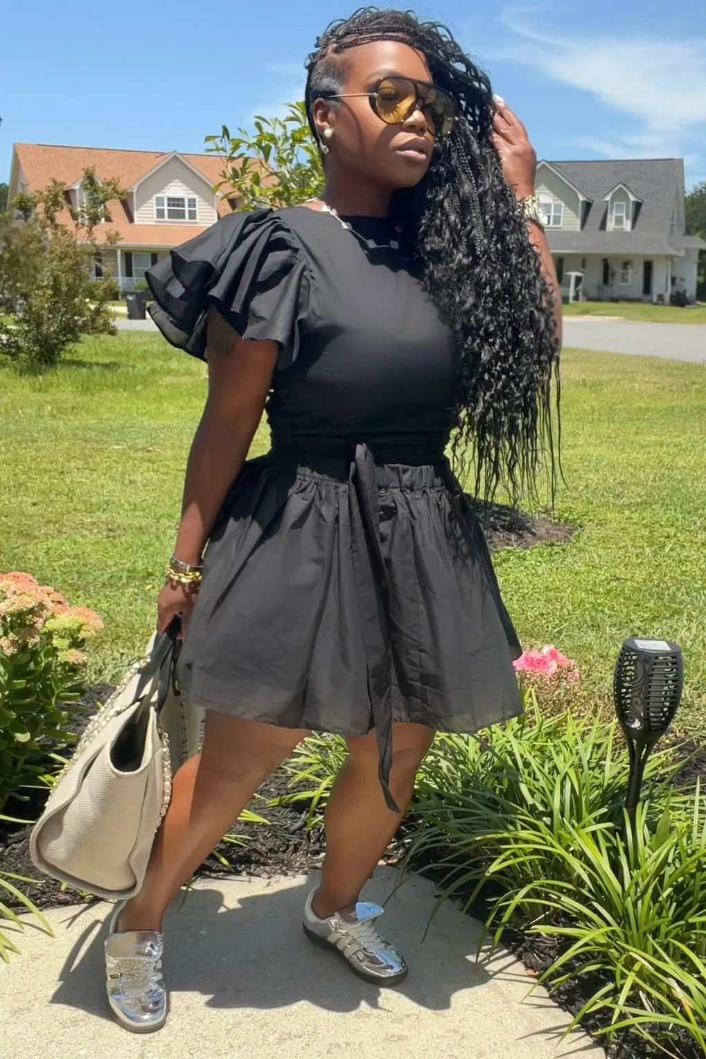 AntiStaticFinish Hilary Crop Wrap Blouse and Mini Skirt Set