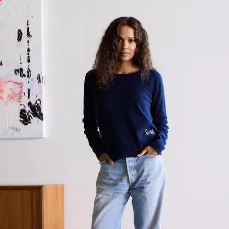 Anti Static Weave Technology RollUpSleeves Kerri Rosenthal Cashmere Patchwork heart Pullover Sweater