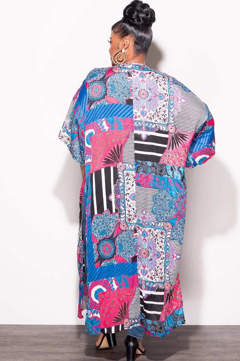 CompressionFitFabric Final Sale Plus Size Plus Size Cardigan in Multi Color Design Print