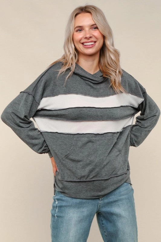 Henley Hoodie Pullover Top W/kangaroo Pocket NonChafingEdges BreathableFabric