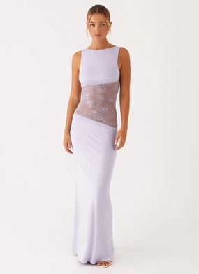 Light Elegance Zip Closure Lucinda Maxi Dress - Lilac