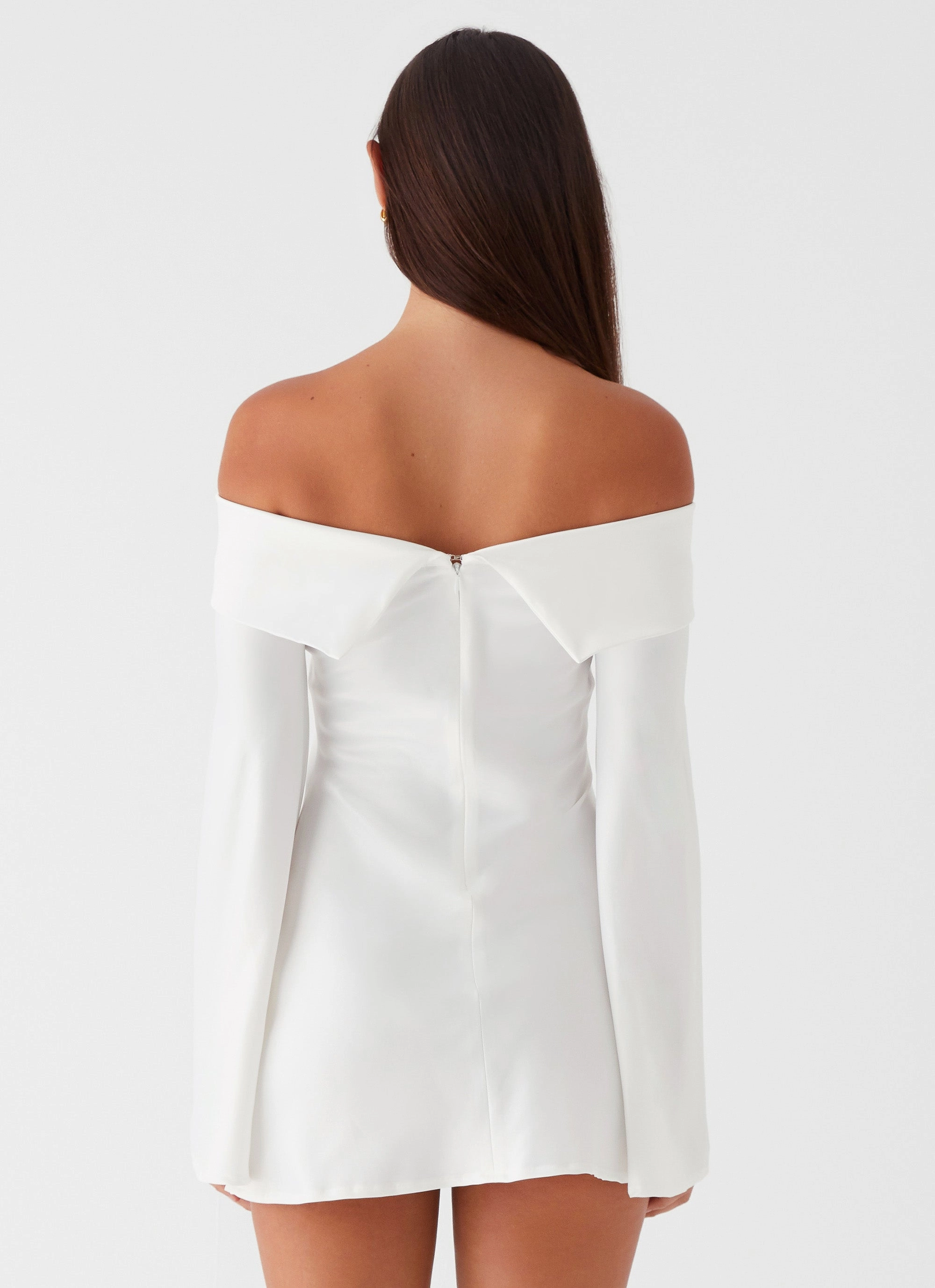 Lumina Long Sleeve Mini Dress - White Dew Tone