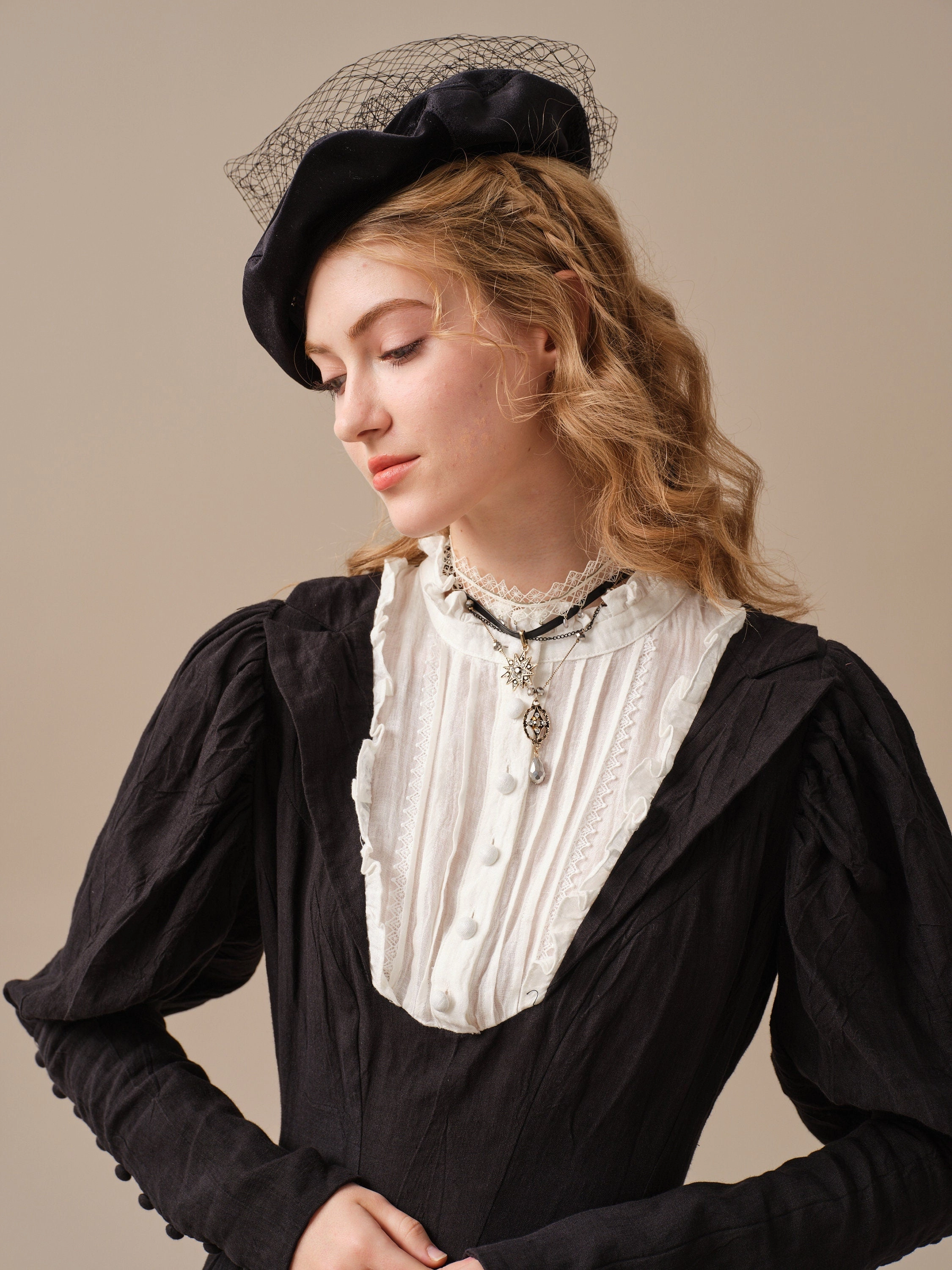 Luna 19 | 100% linen pintucked black dress Biodegradable Fiber Construction Fresh Season