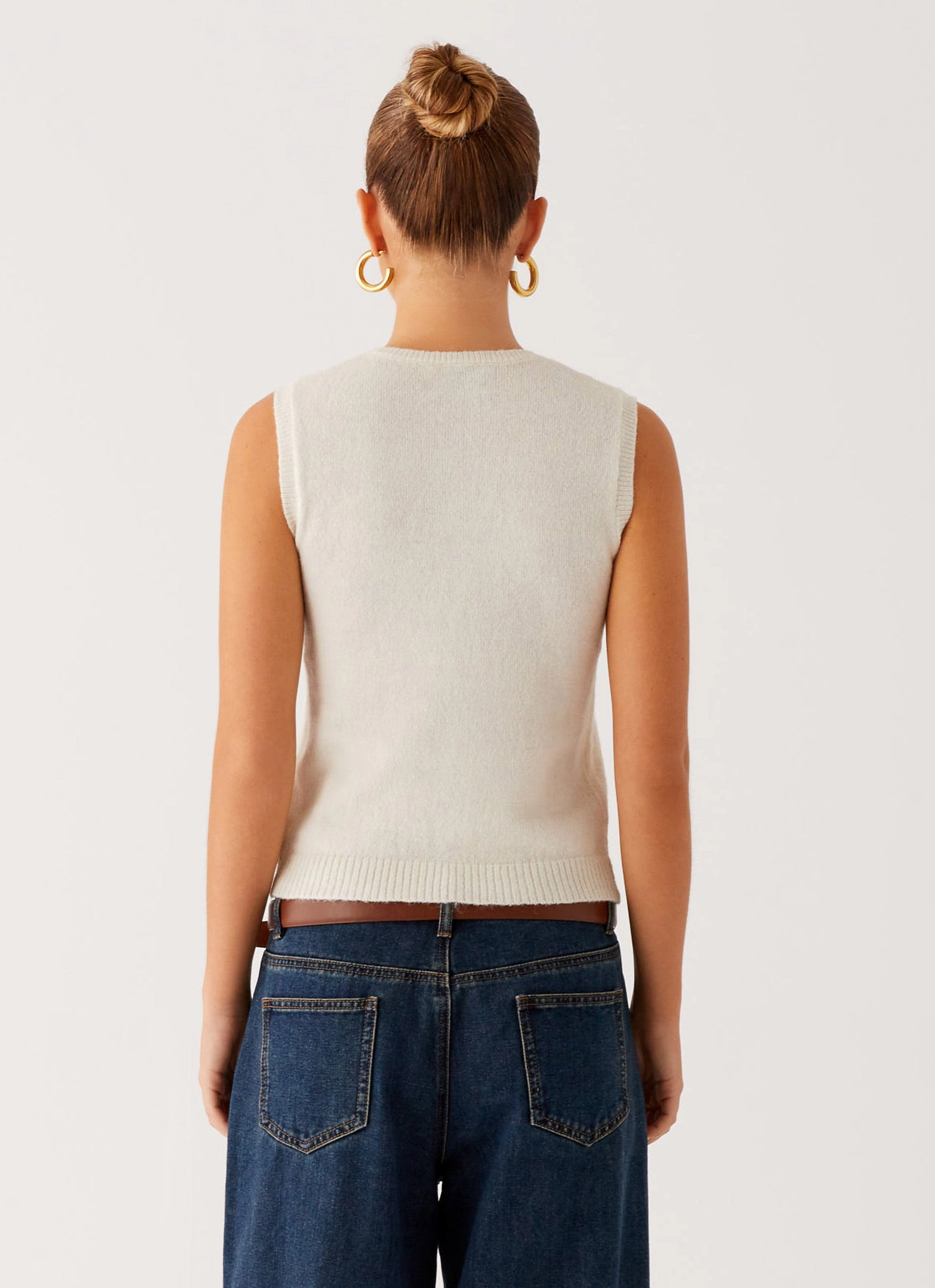 Maali Knit Top - White ReinforcedStitching