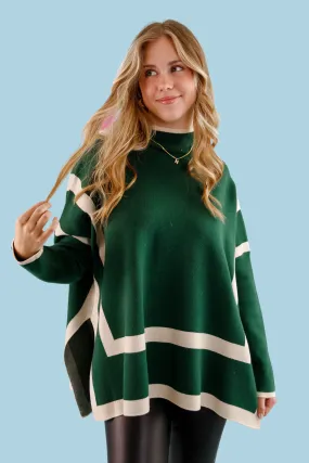 A Serious Game Sweater-Hunter Green Ribbed Trim Details