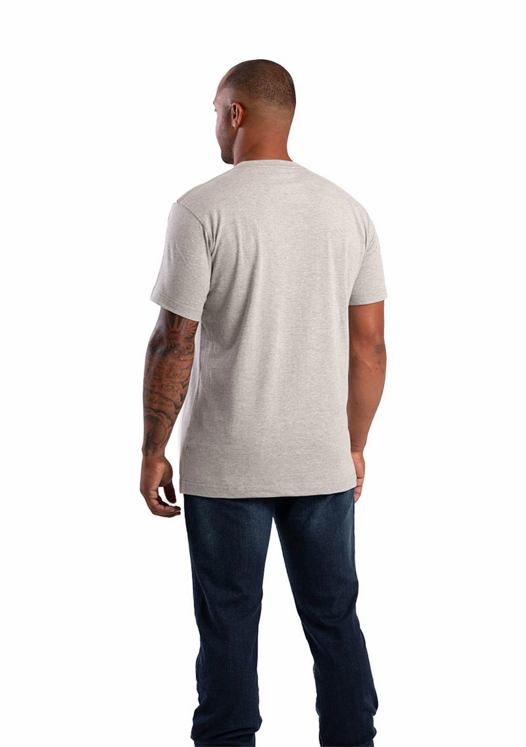 Berne Mens Grey Cotton Blend Heavyweight Pocket Tee S/S Premium Feel
