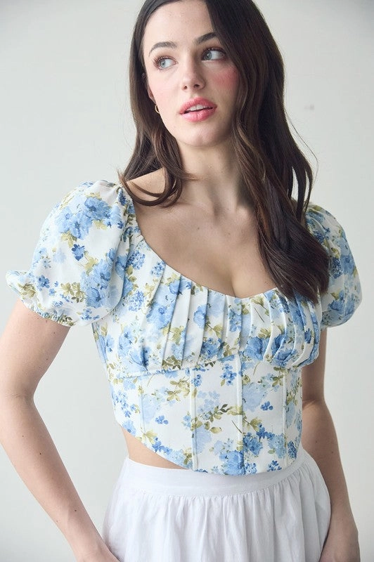 Comfortable fit Dannie Floral Corset Waist Crop Top