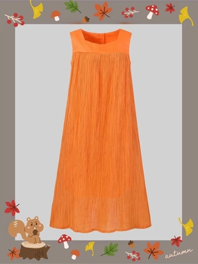 Daily Piece DoubleLayered Hem Mandarin Orange 44 |  sleeveless dress