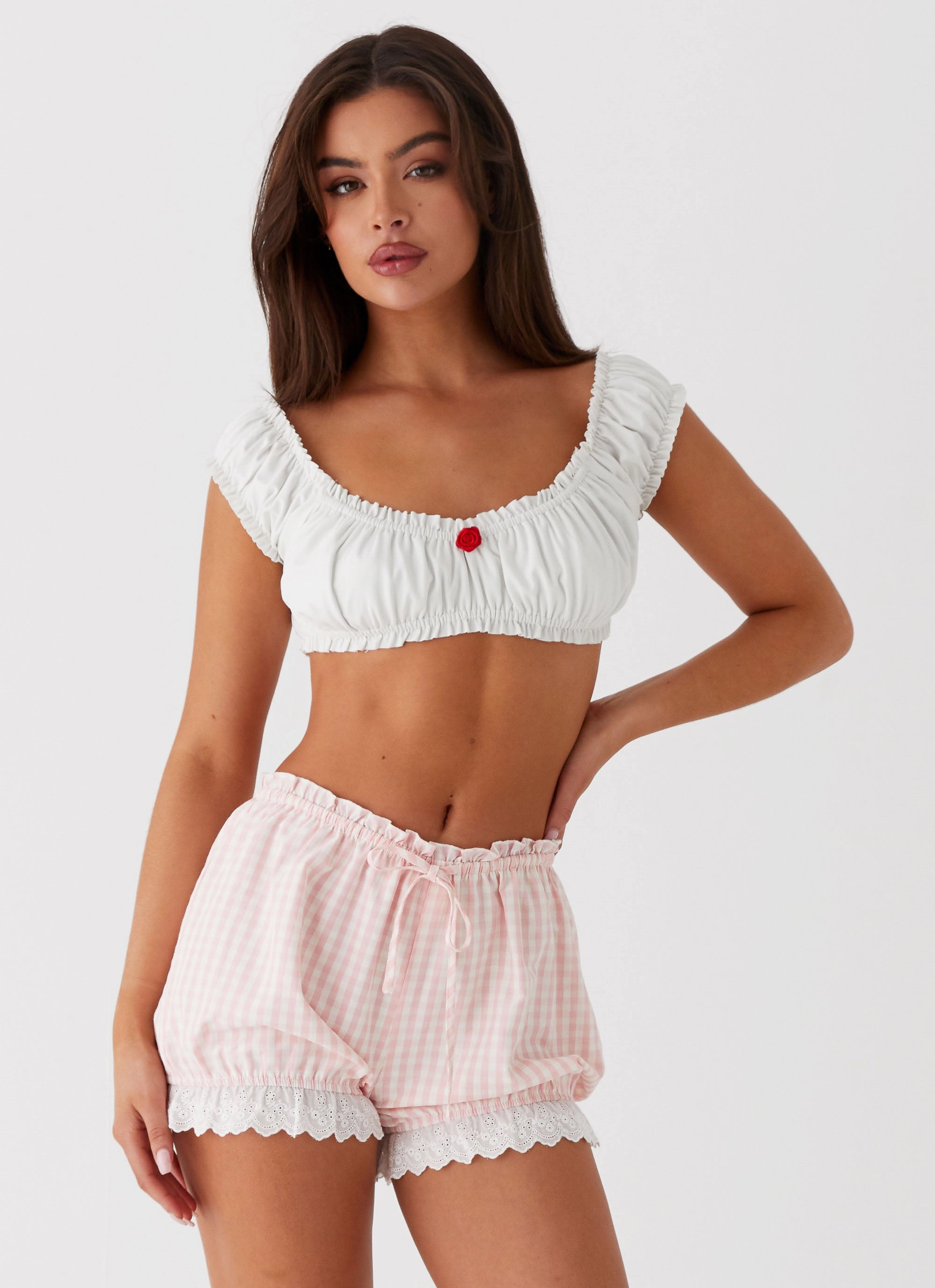 Marcella Crop Top - White DoubleNeedle Stitching NoiseReduciting Zipper