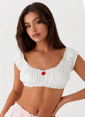 Marcella Crop Top - White Relaxed Design