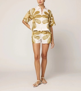 Marie Blouse | Floral Placed Print NonIrritatingStitching WaterRepellent Coating