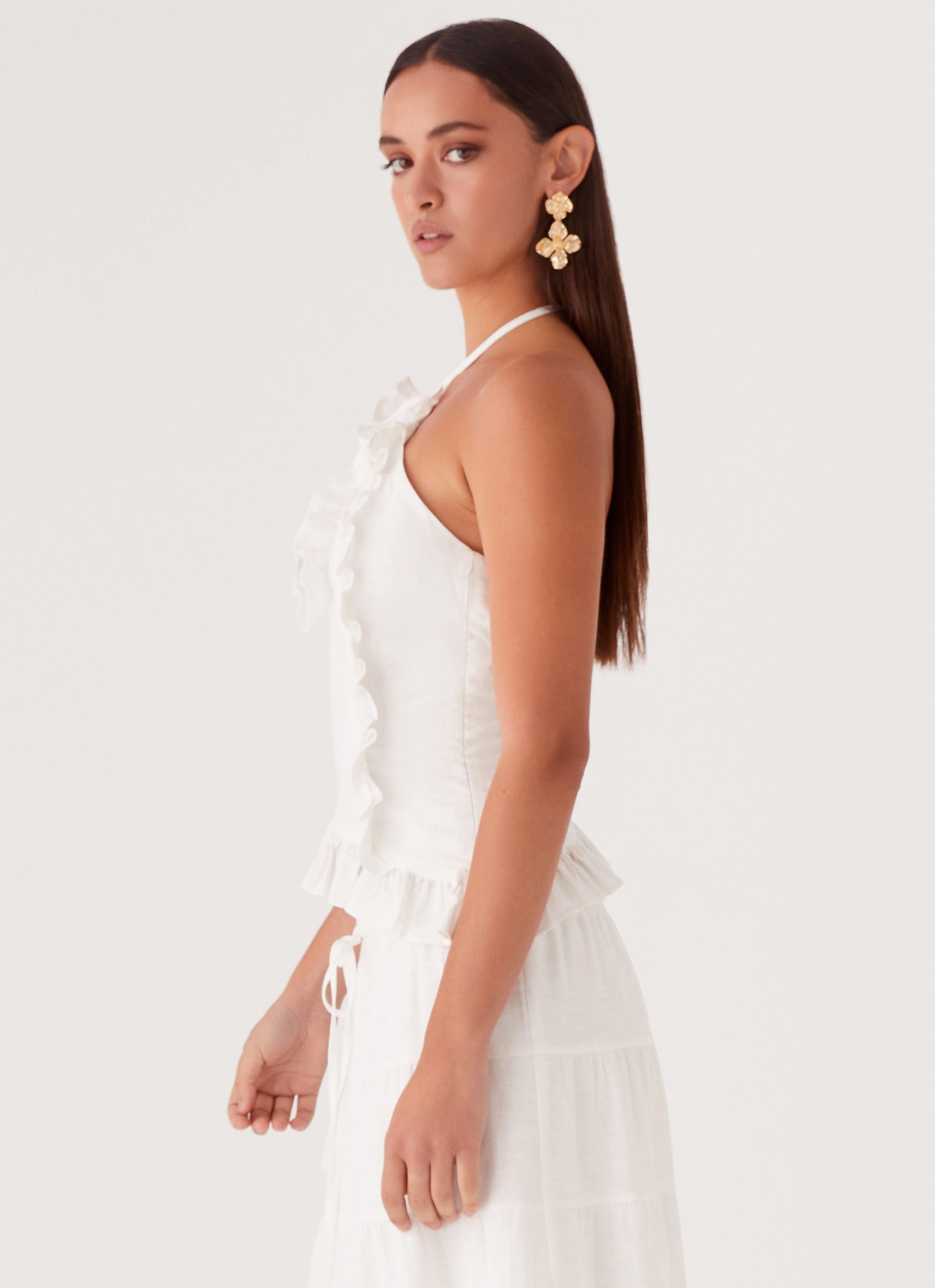 Mariella Linen Top - White Saltwater Tested