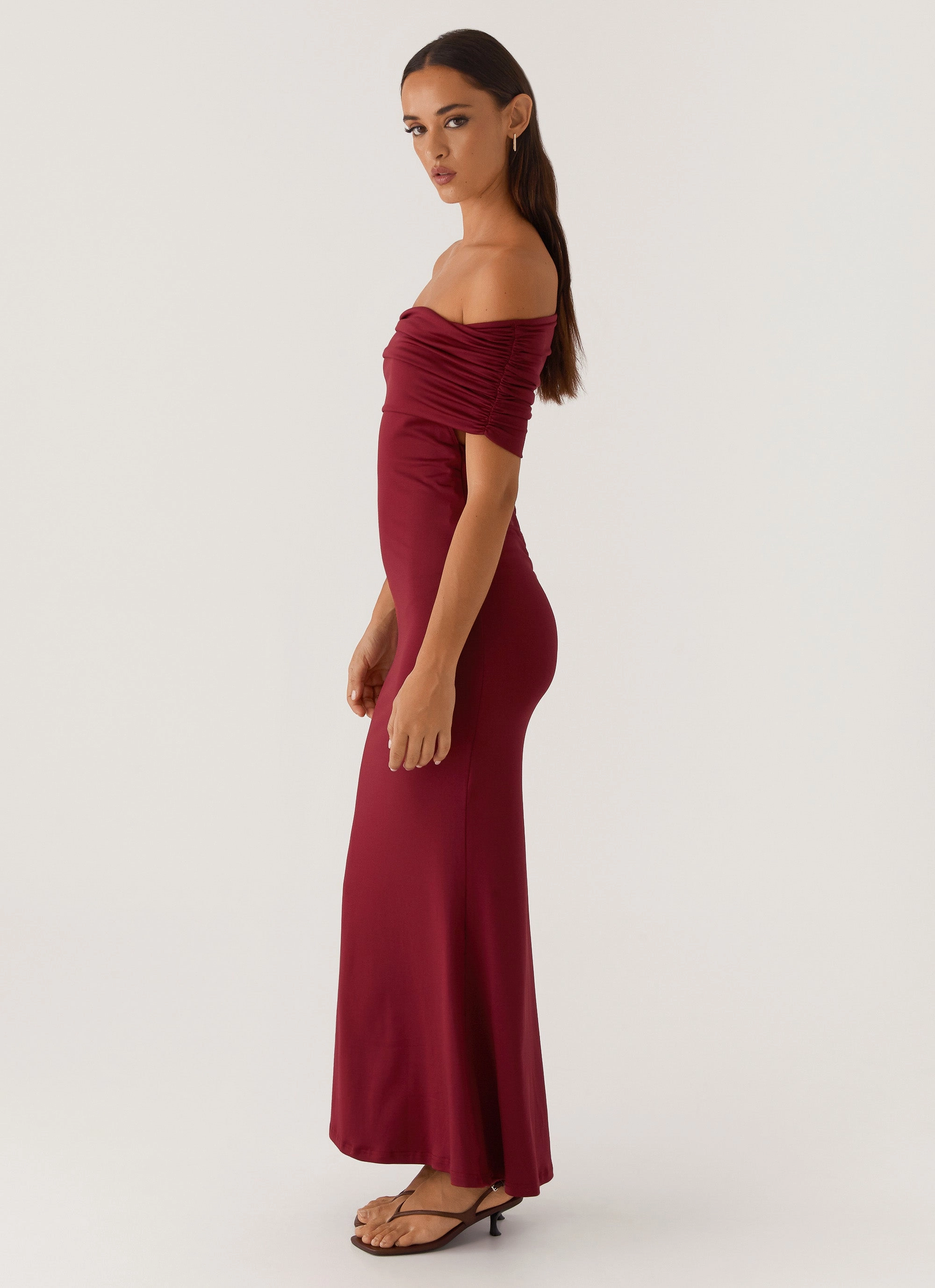 Maude Maxi Dress - Maroon Versatile Style Wear Embroidered-Detail