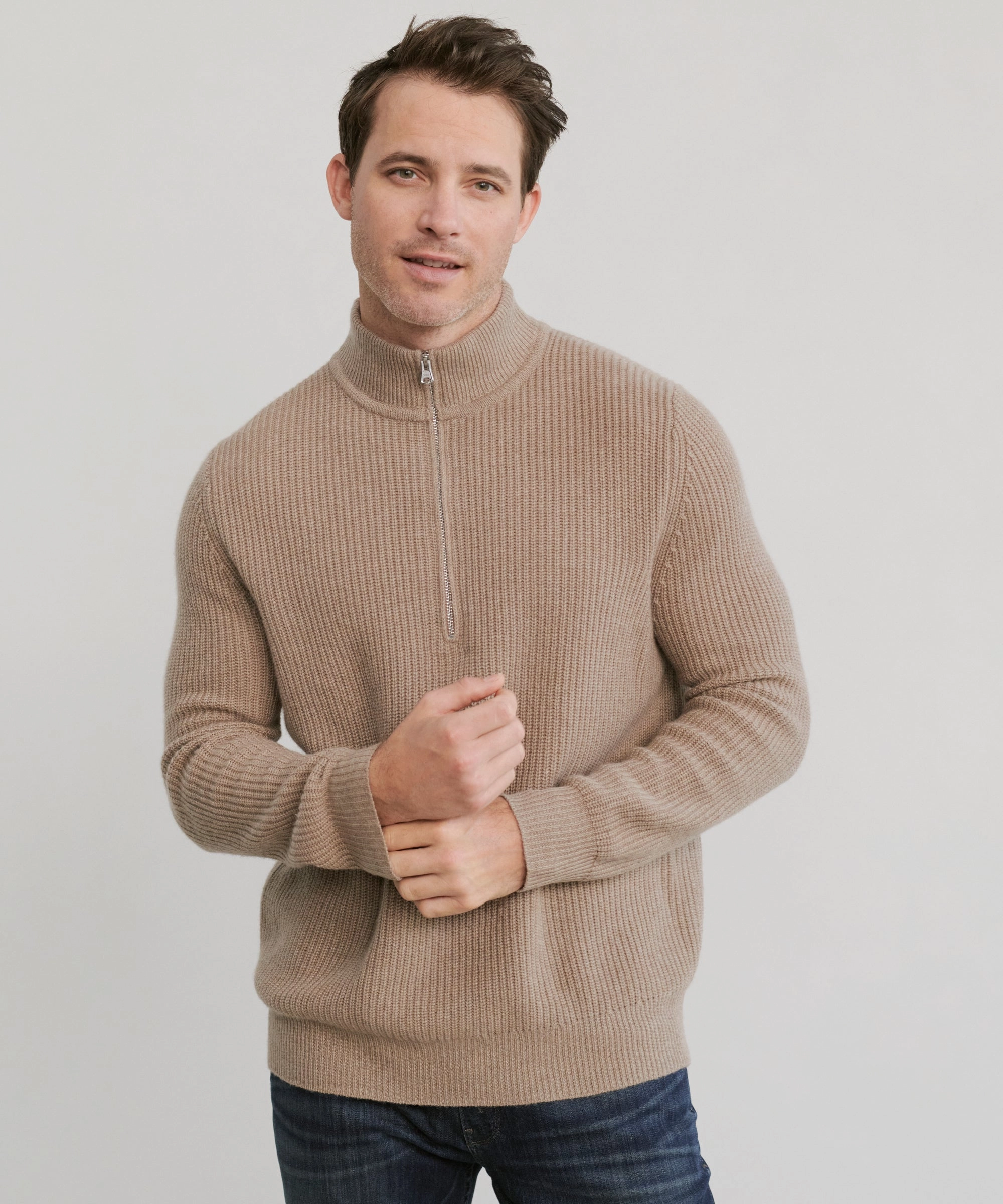 Men's Wool Half Zip Anti Pill Finish