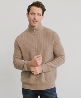 Anti Pill Finish Men's Wool Half Zip