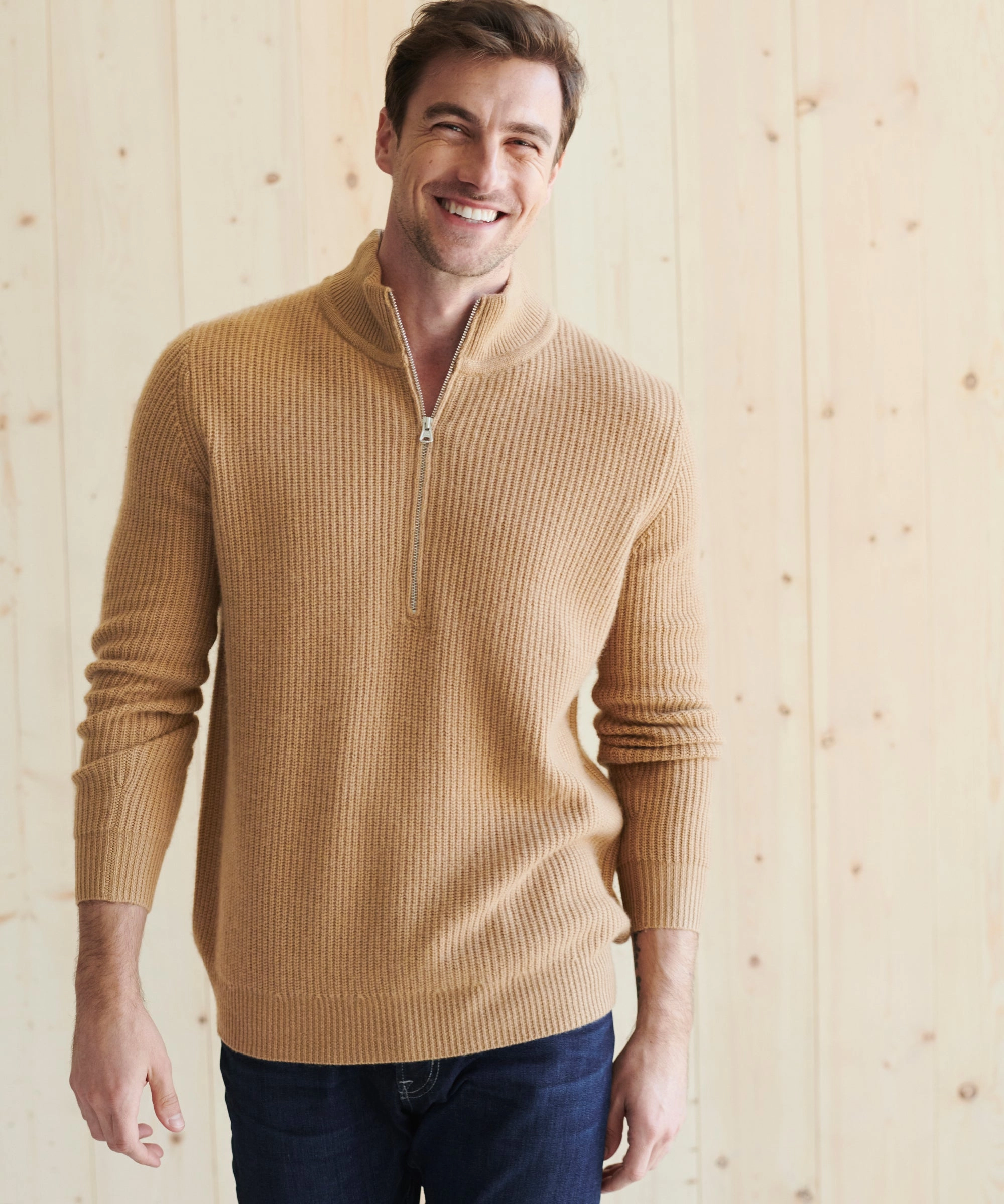 Men's Wool Half Zip Brushed Interior