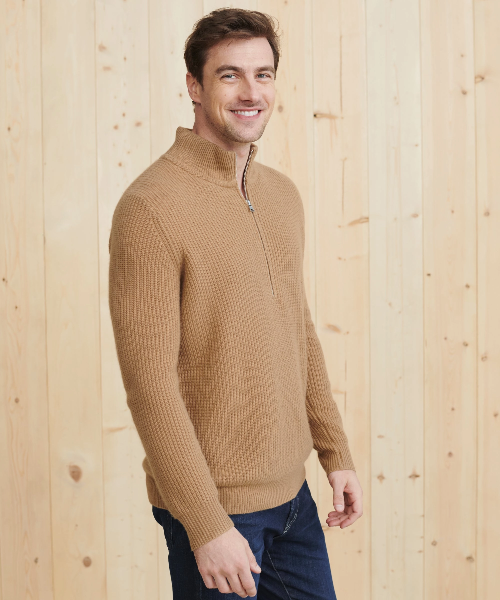 Men's Wool Half Zip Wear Resistant Edge BreathableMeshPanels