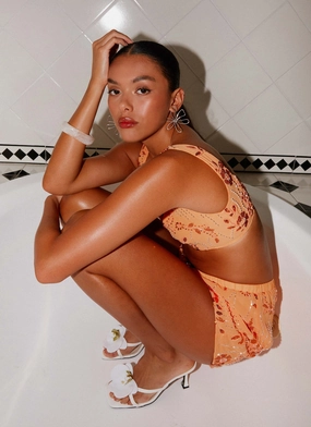 Mercer Sequin Bralette - Orange MoistureManagementSystem Tagless Design