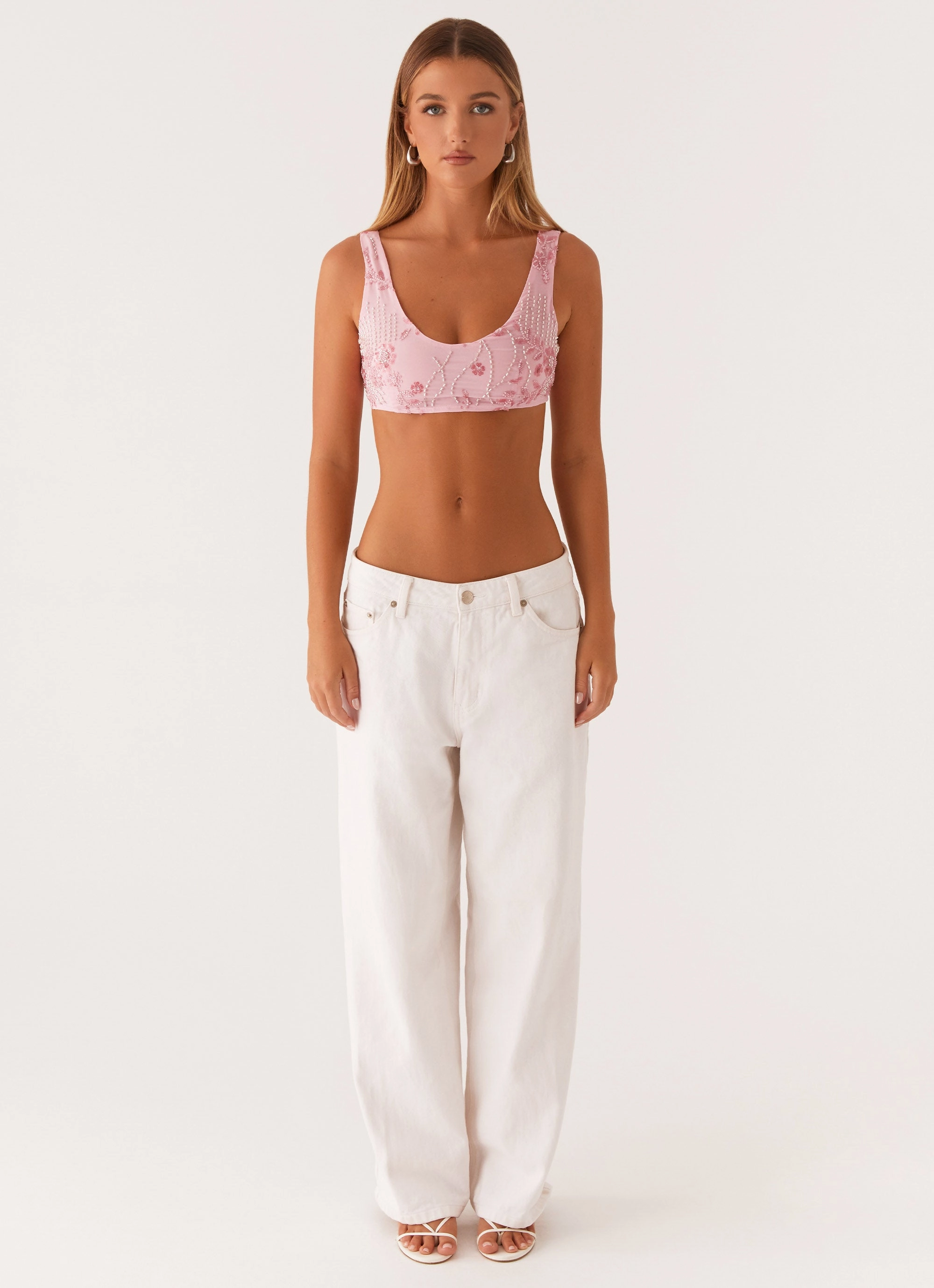 Stretchable Knit Mercer Sequin Bralette - Pink